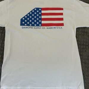 Diamond Supply Co. White T-Shirt with American Flag made in USA Design